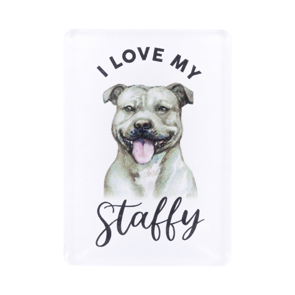 6PK Splosh Pet Lovers Staffy 7cm Acrylic Magnet Fridge Decor - White