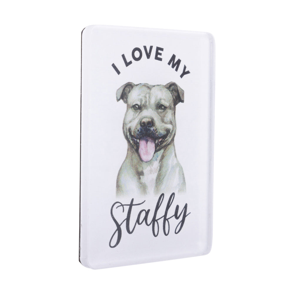 6PK Splosh Pet Lovers Staffy 7cm Acrylic Magnet Fridge Decor - White