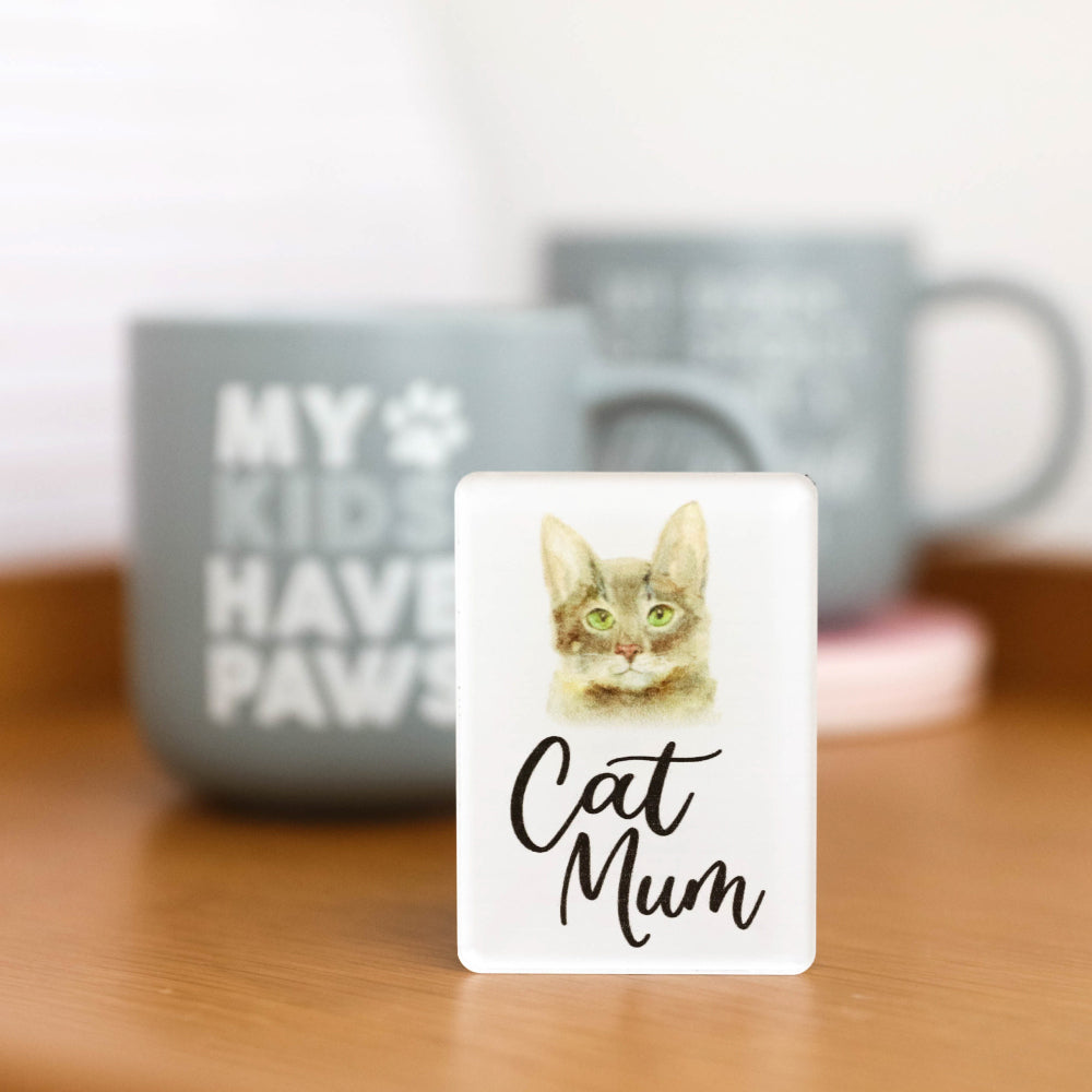 6PK Splosh Pet Lovers Cat Mum 7cm Acrylic Magnet Fridge Decor - White