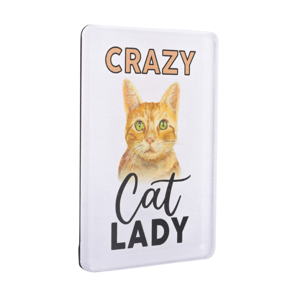 6PK Splosh Pet Lovers Crazy Cat Lady 7cm Acrylic Magnet Fridge Decor - White