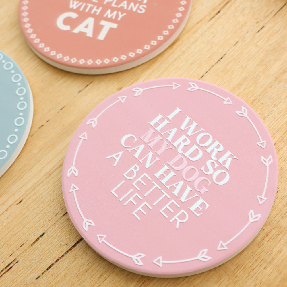 8PK Splosh Pet Lovers Better Life Ceramic Coaster 10.5cm