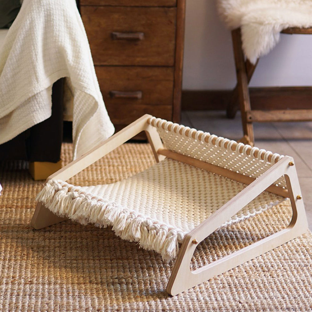 Purroom Portable Hand Knitted Pet Hammock - Natural