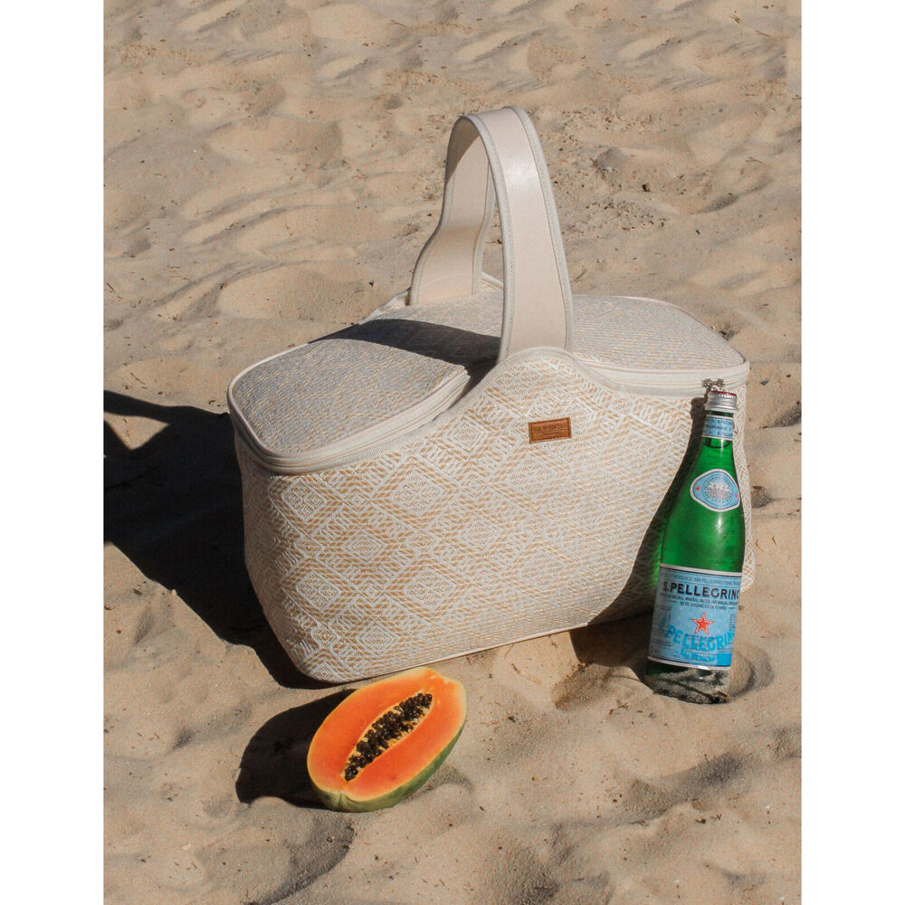 LVD Insulated Durable Amalfi Picnic Cooler Carry Bag 52x30cm White/Cream
