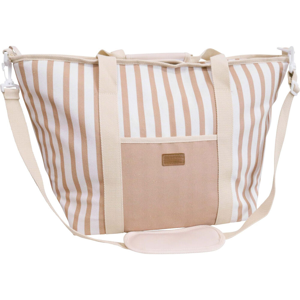 LVD Lightweight Beach Cooler Canvas Lined Tote Bag 51x23x34cm Sand