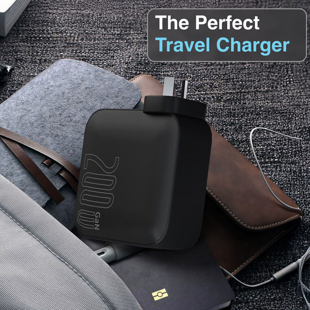 Laser PD3.0 200W GaN Wall Charger Power Adapter Universal Black