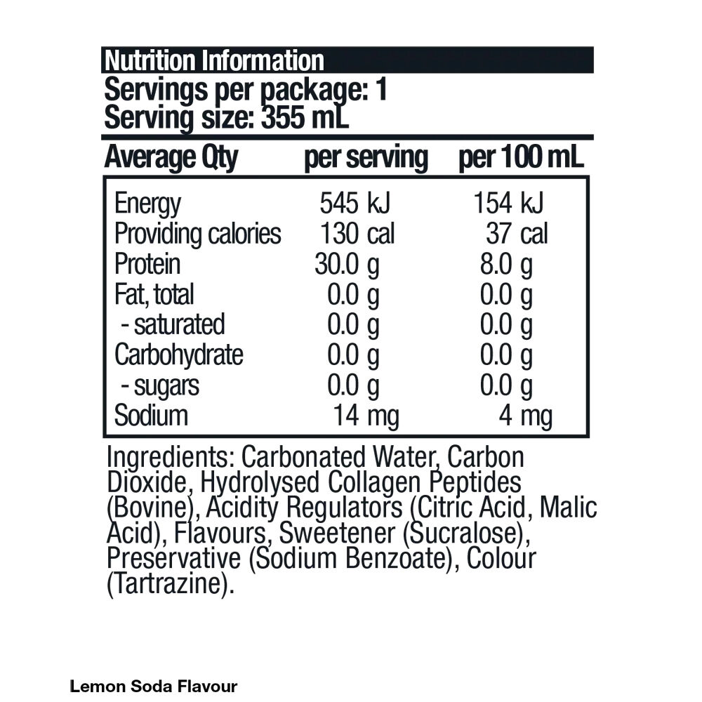 12PK BSc 30g Protein Water Can Sugar Free Post Workout 355ml Lemon Soda