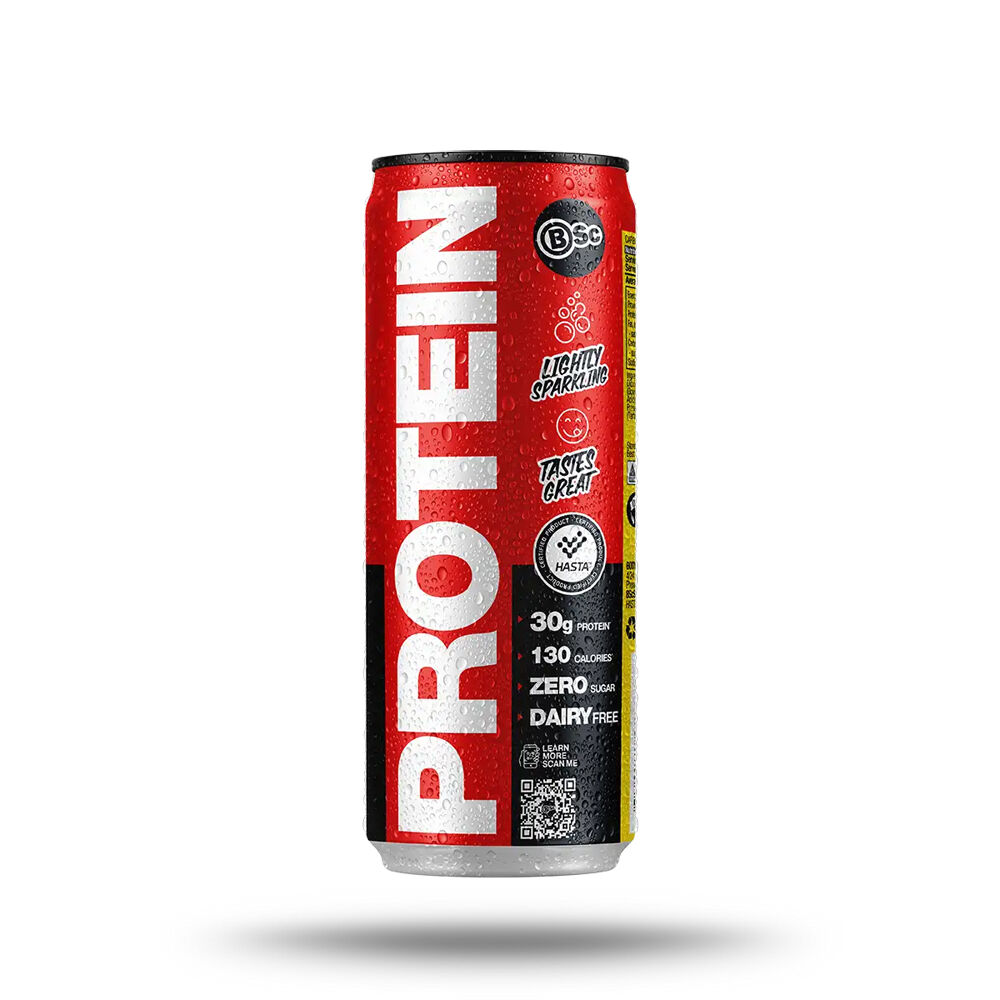 12PK BSc 30g Protein Water Can Sugar Free Post Workout 355ml Lemon Soda