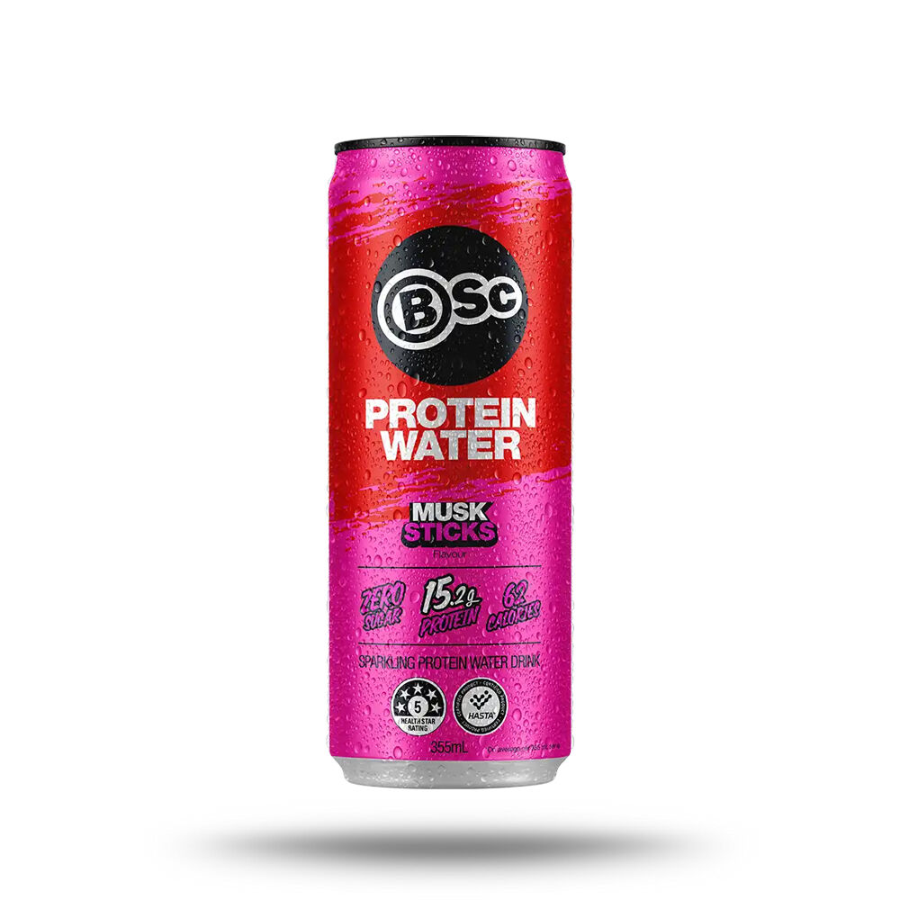 12PK BSc 15g Protein Sparkling Water Can Post Workout 355ml Musk Sticks