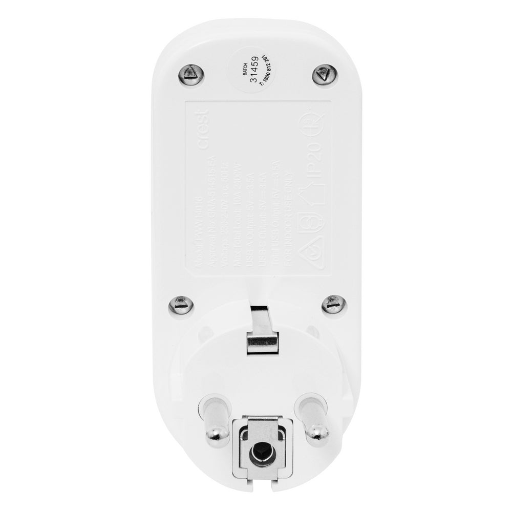 Bon Voyage AU to EU/ID/VN Travel Adapter Plug w/ 2 USB-A/USB-C Ports