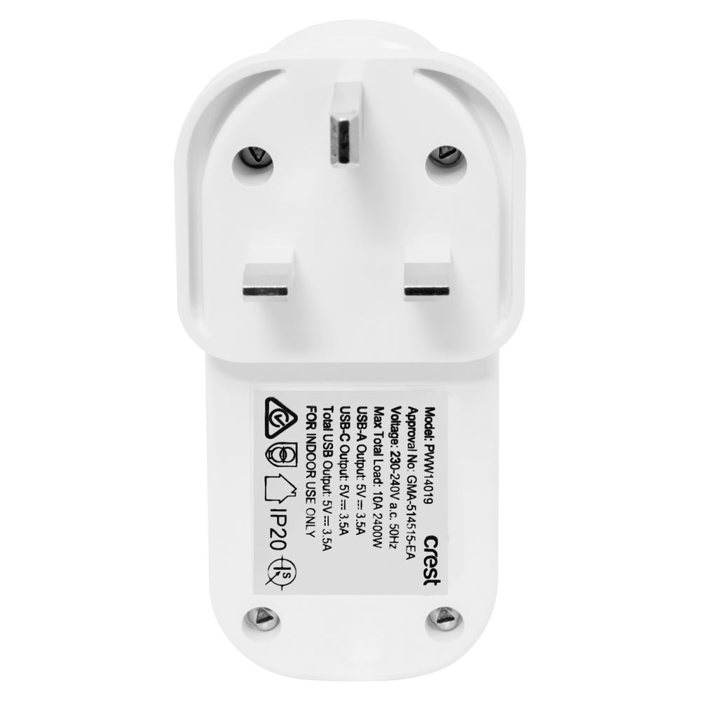 Bon Voyage AU to UK/HK/SG Travel Adapter Plug w/ 2 USB-A/USB-C Ports