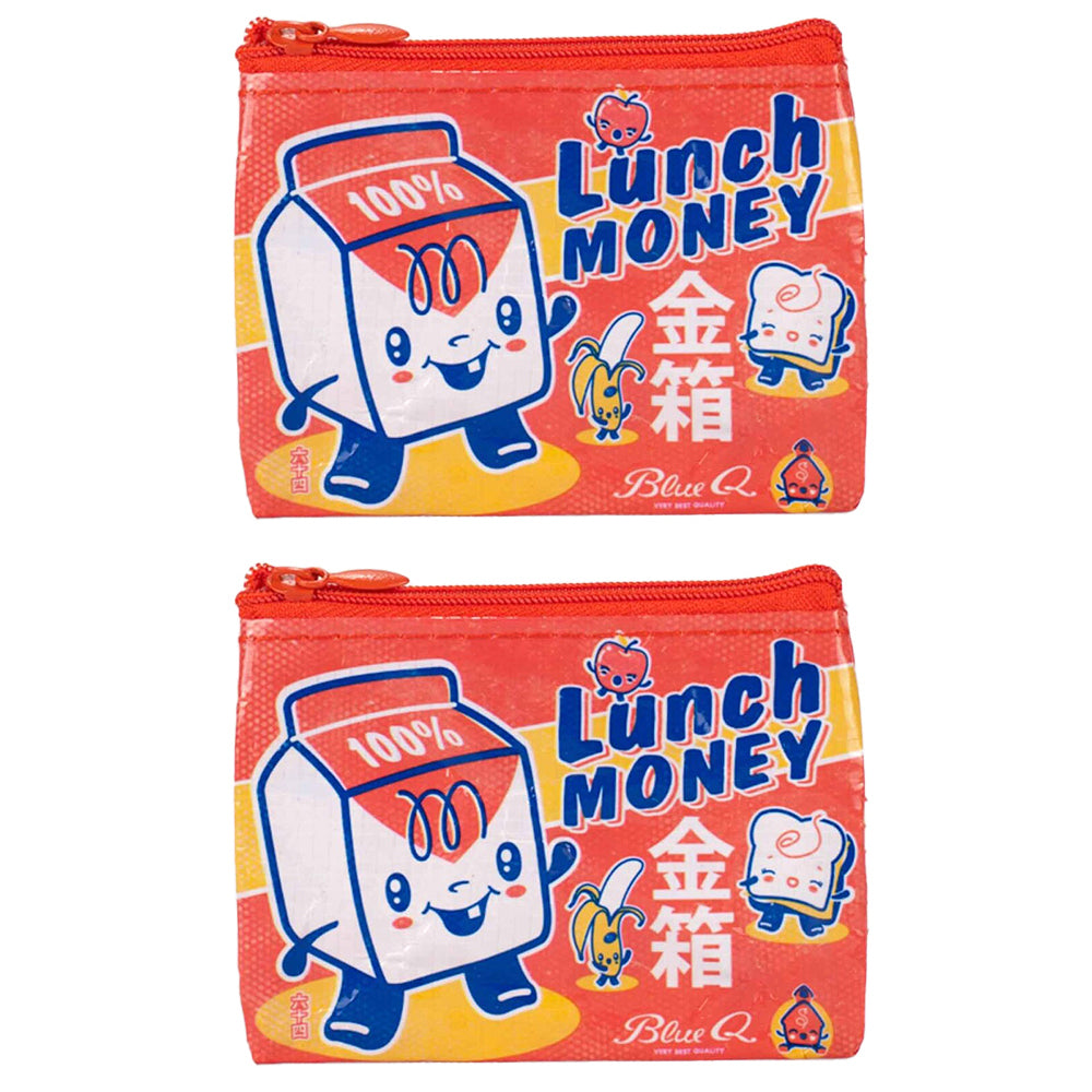 2x Blue Q Lunch Money 10cm Coin Purse Money Pouch Wallet