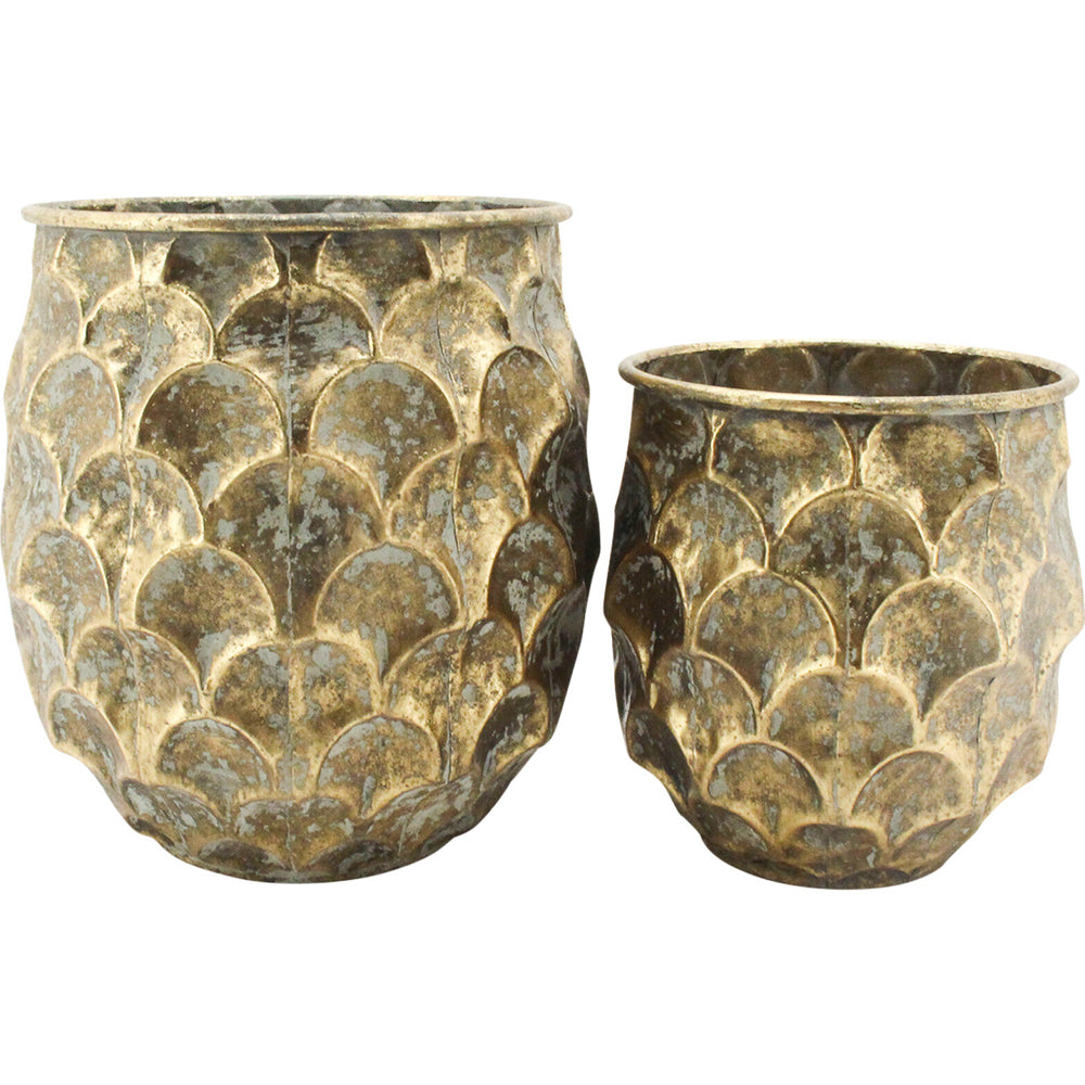 2pc LVD Turtle Shell Planters Sml/Lrg Home Decor - Gold
