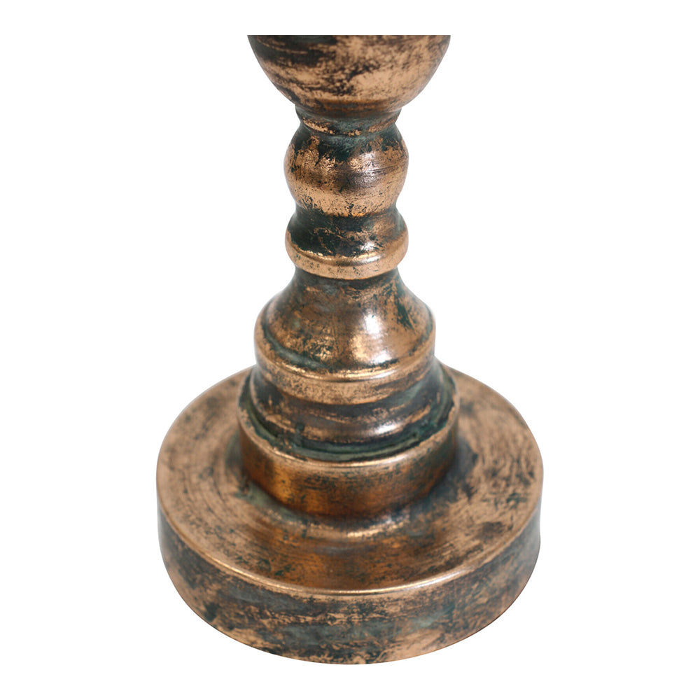 LVD Metal 46cm Aged Pillar Candle Holder Stand Decor - Brown
