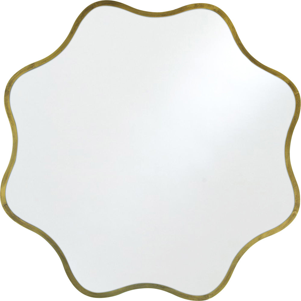 LVD Wave Metal 90cm Mirror Wall Hanging Display Round - Gold