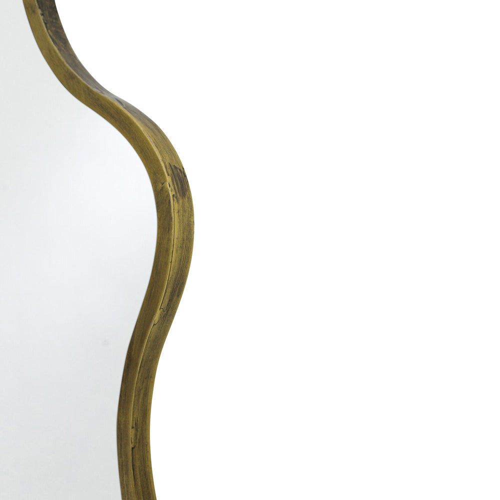 LVD Wave Metal 90cm Mirror Wall Hanging Display Round - Gold
