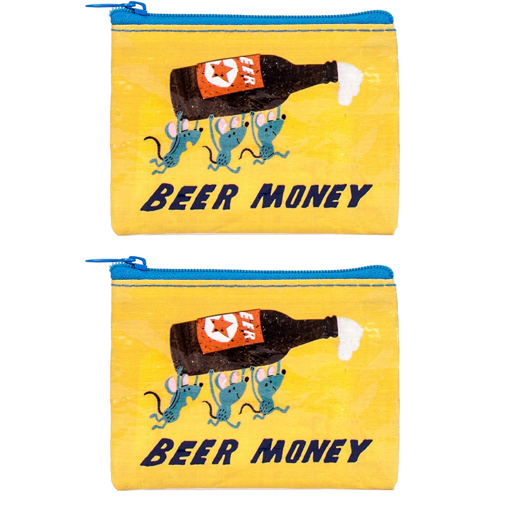 2x Blue Q Beer Money 10cm Coin Purse Money Pouch Wallet