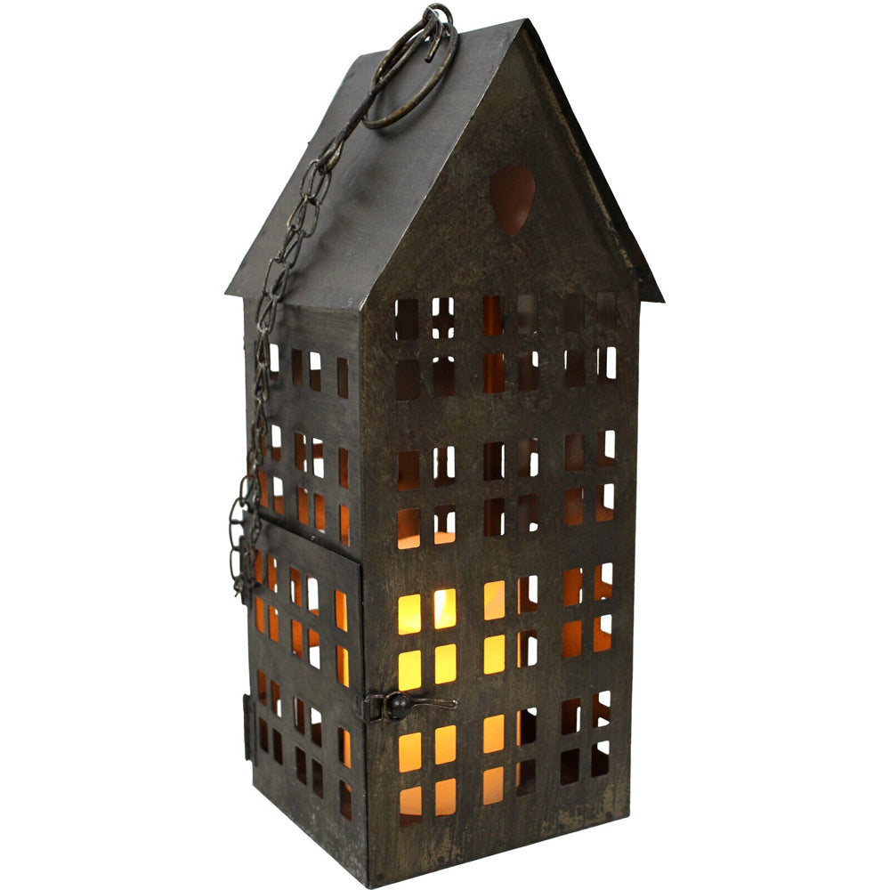 LVD House Lantern Metal 31cm Candle Holder Hanging Display X Large - Brown