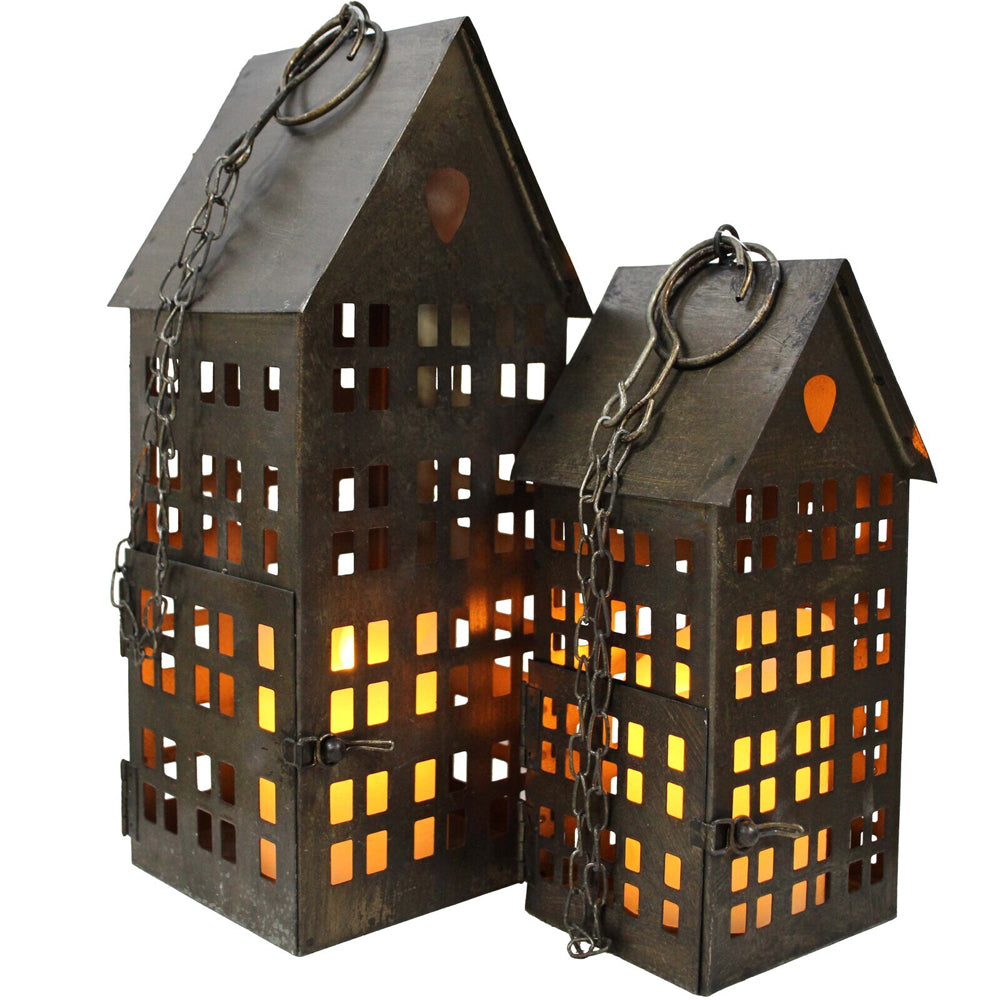 LVD House Lantern Metal 31cm Candle Holder Hanging Display X Large - Brown