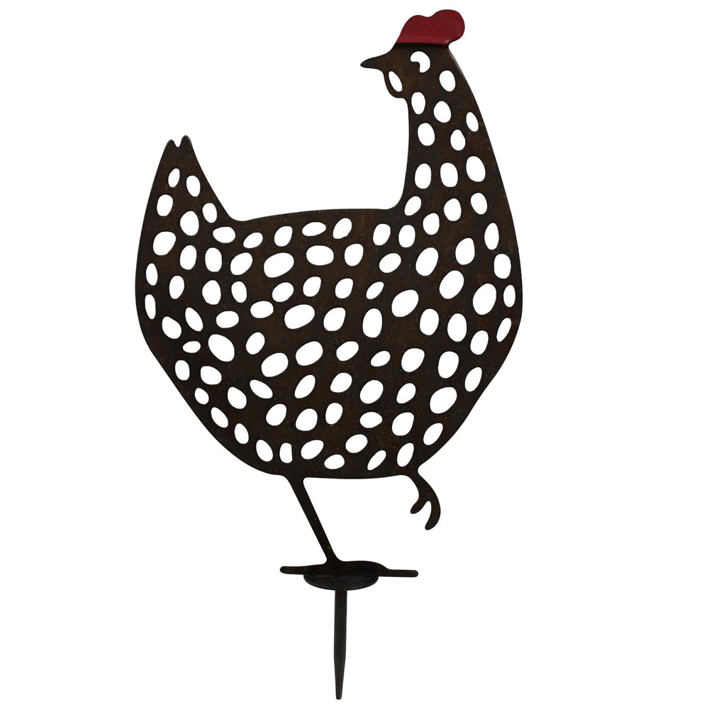 2PK LVD Metal Hen Cluck Ornament Home/Garden Decor 40cm Black