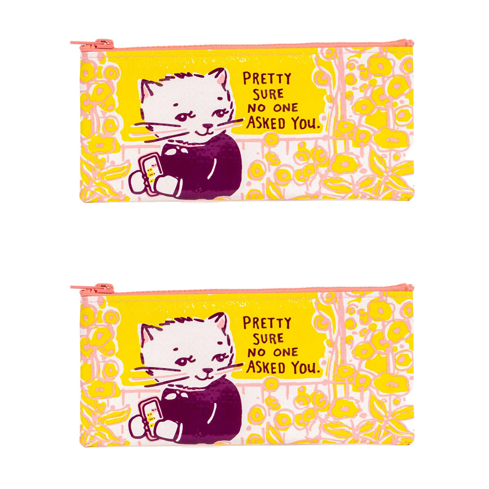 2x Blue Q No One Asked You 22x11cm Pencil Case Storage Organiser
