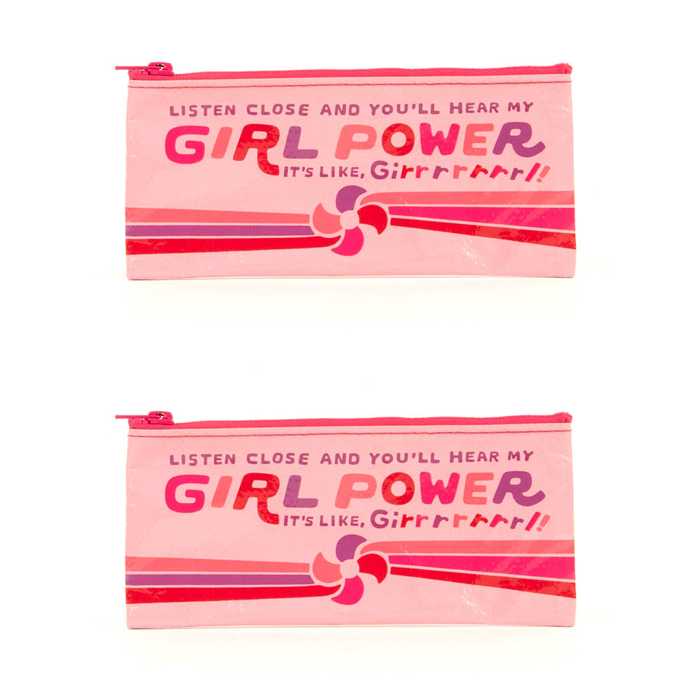 2x Blue Q Hear My Girl Power 22x11cm Pencil Case Storage Organiser