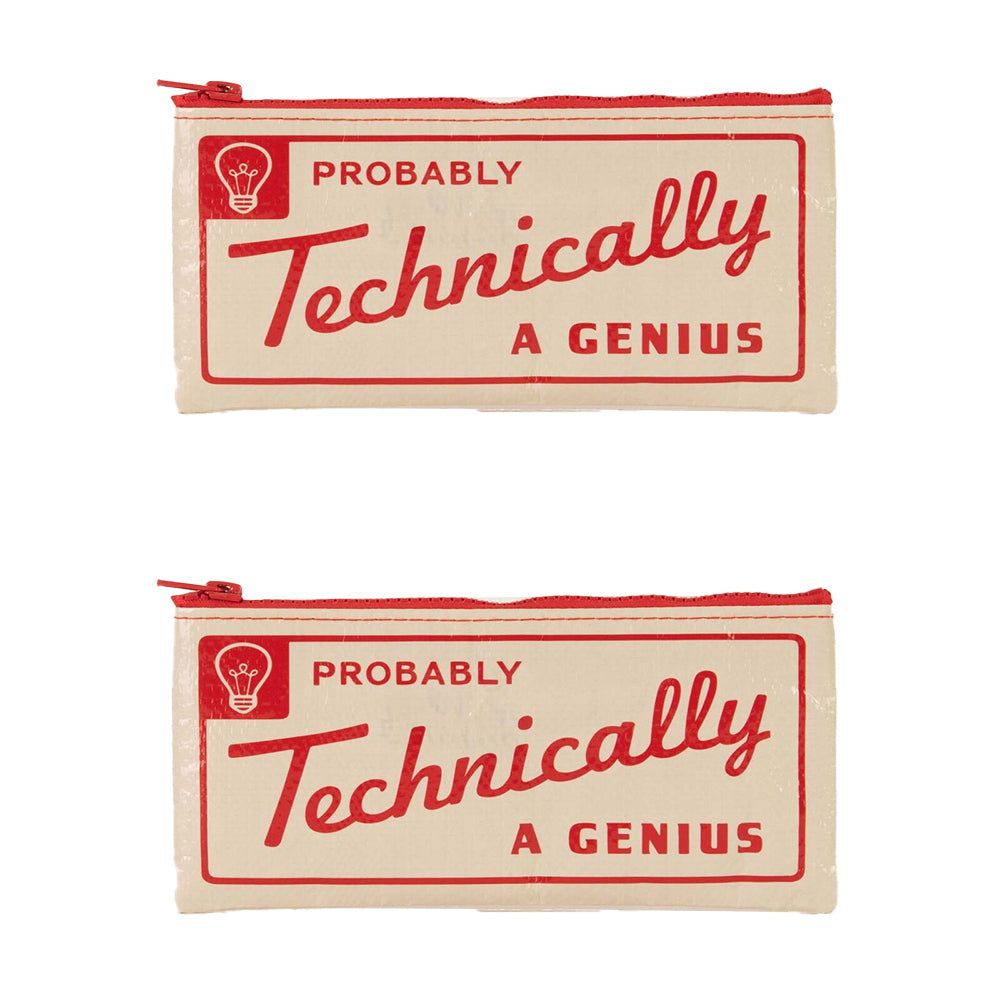 2x Blue Q Probably a Genius 22x11cm Pencil Case Storage Organiser