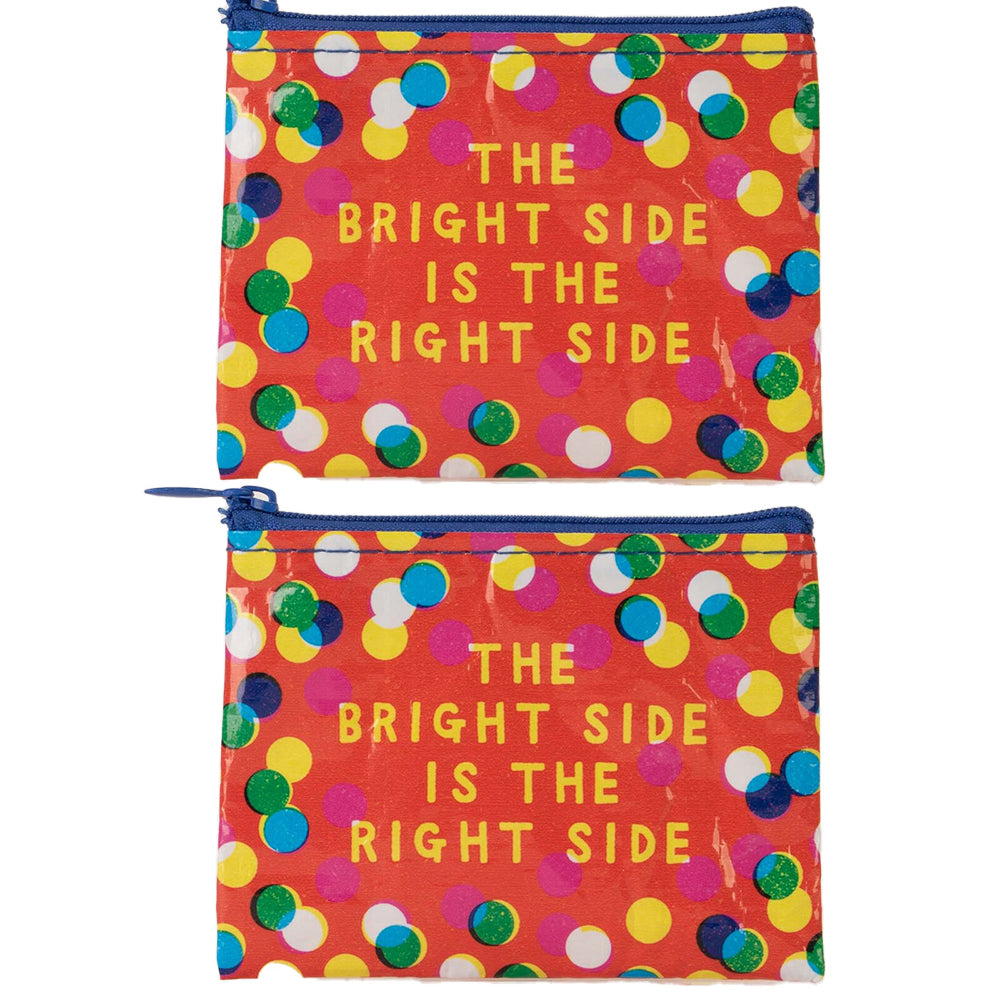 2x Blue Q Bright Side 10cm Zip Coin Purse Wallet Money Pouch Rectangle