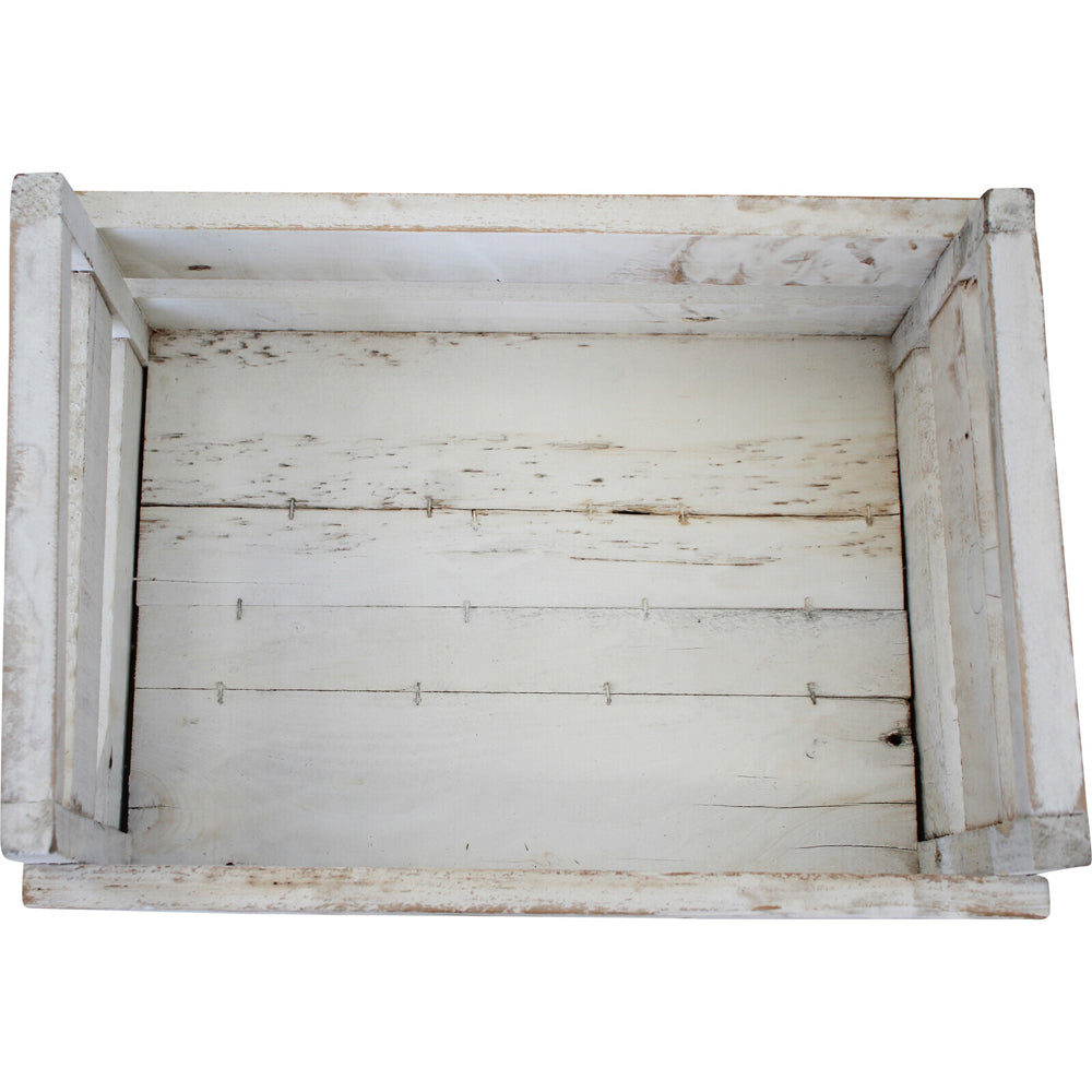 LVD 3pc Wood 28/34/40cm Crate w/ Handle Large - White Wash