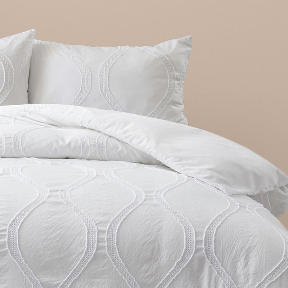 Ardor Boudoir Queen Size Lucy Mirco Tufted Quilt Cover Bedding Set White