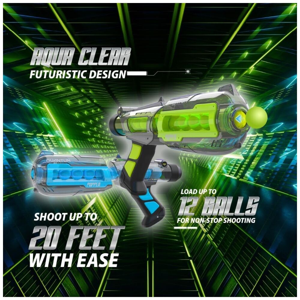 Pop Bro Quantum Blaster w/ 10 Foam Balls Kids/Children Green/Blue 3y+ Assorted