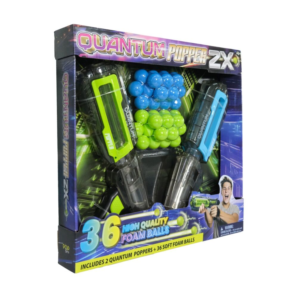 2pc Pop Bro Quantum Popper Pack w/ 2 Poppers & 36 Balls Green/Blue 3y+