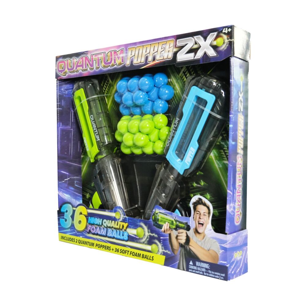 2pc Pop Bro Quantum Popper Pack w/ 2 Poppers & 36 Balls Green/Blue 3y+
