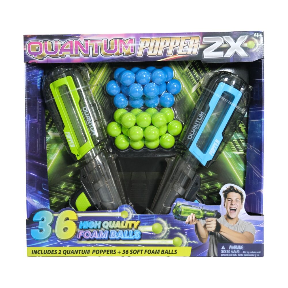 2pc Pop Bro Quantum Popper Pack w/ 2 Poppers & 36 Balls Green/Blue 3y+