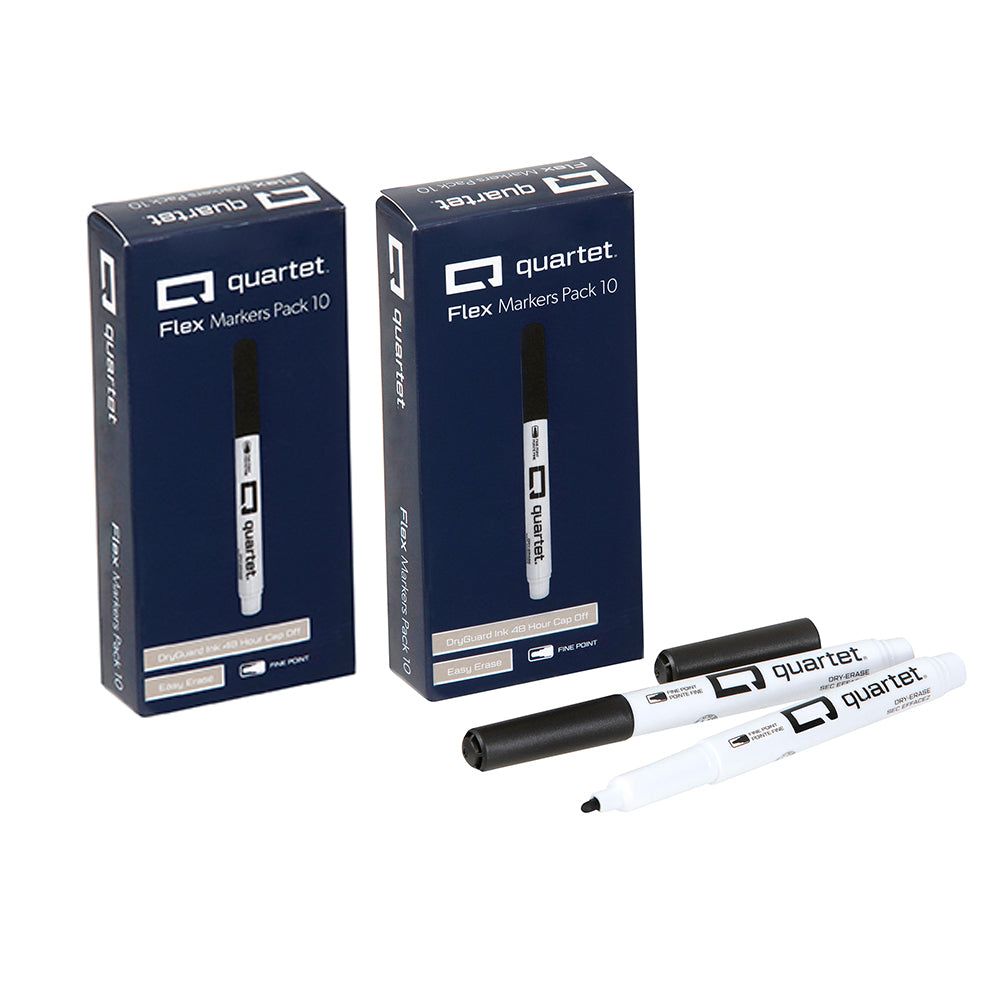 2x 10PK Quartet Flex DryGuard Marker w/ Bullet Tip Black