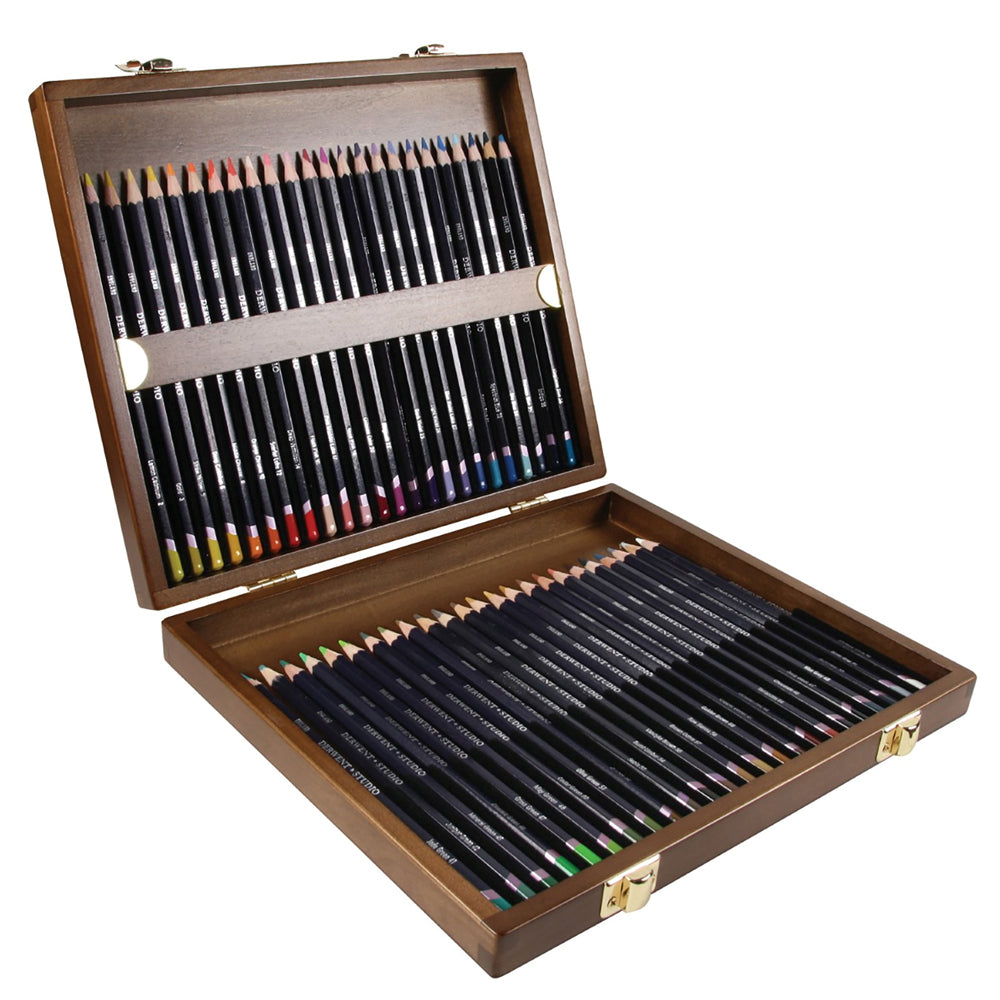 48pc Derwent Studio Grade Art/Craft Coloured Pencil Wooden Box Set