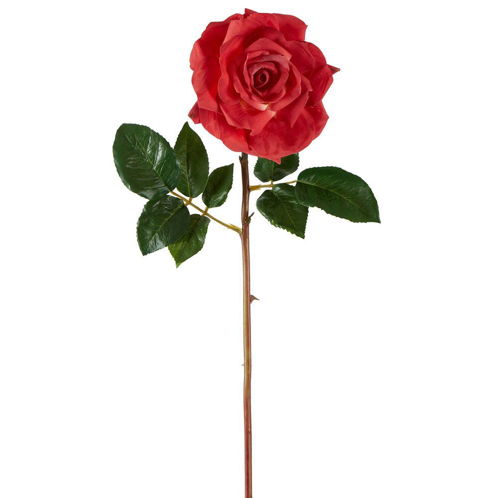 2PK Belle Rose True Touch Stem Artificial Flower 50cm - Passion Pink