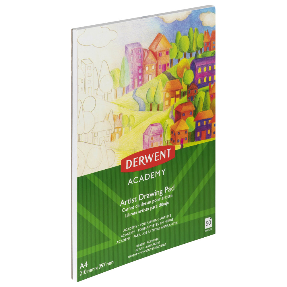 Derwent Academy Art Craft Drawing Paper Pad A4 Portrait 50 Sheet 5PK