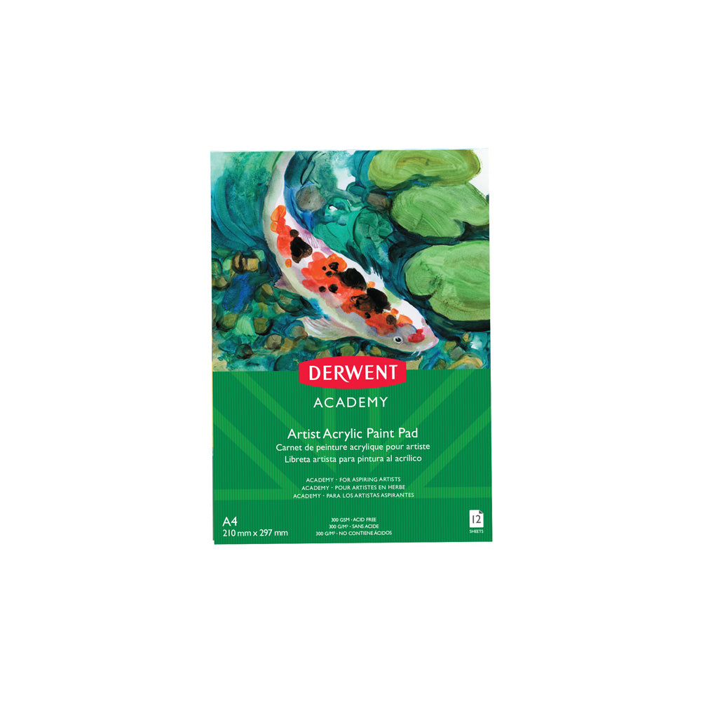 Derwent Academy Art Craft Acrylic Paint Paper Pad A4 Portrait 12 Sheet 5PK