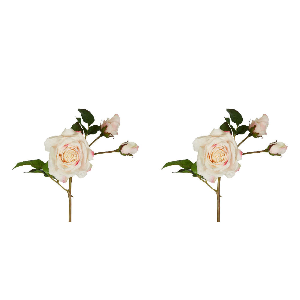2PK Belle Olivia Bud Real Touch Rose Floral Stem 53cm - Pink