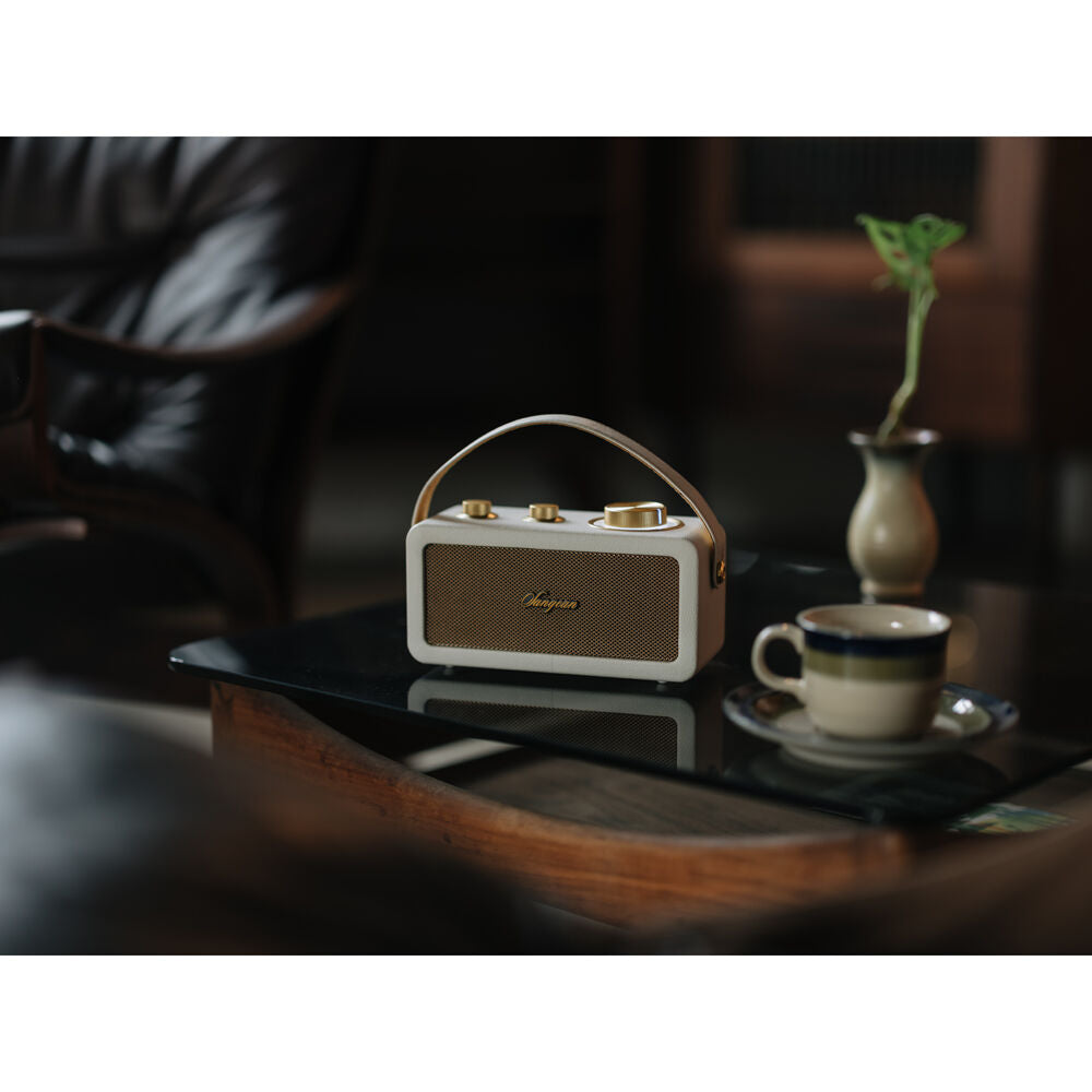 Sangean FM/Bluetooth Wireless Travel Speaker 20.38x10.6cm - Ivory/Gold