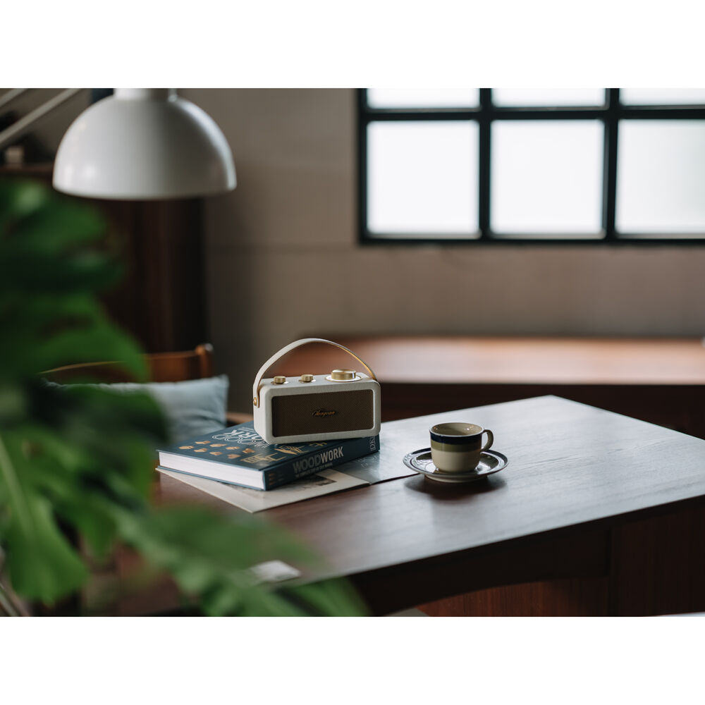 Sangean FM/Bluetooth Wireless Travel Speaker 20.38x10.6cm - Ivory/Gold