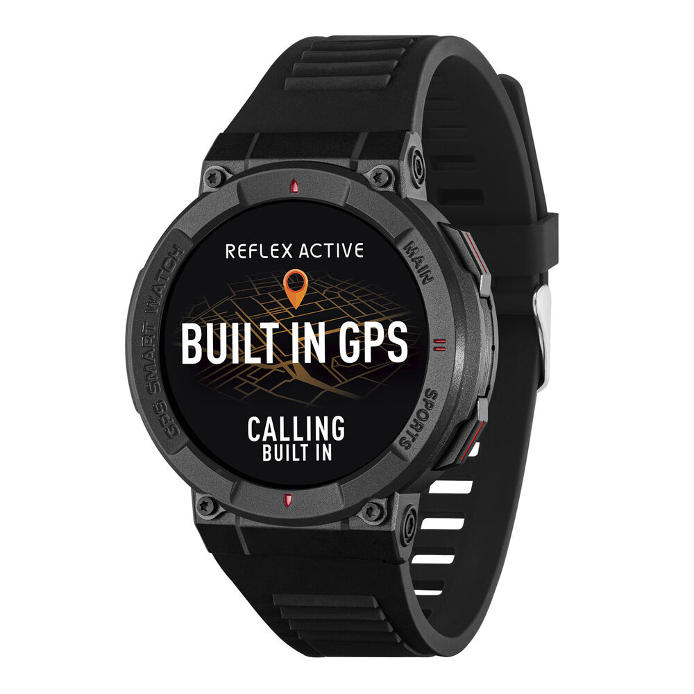 Reflex Active Series 43 GPS Smart Watch w/ Adjustable Silicone Straps Black