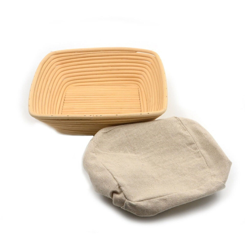 2PK Brunswick Bakers Square Rattan 20cm Bread Banneton w/ Lining