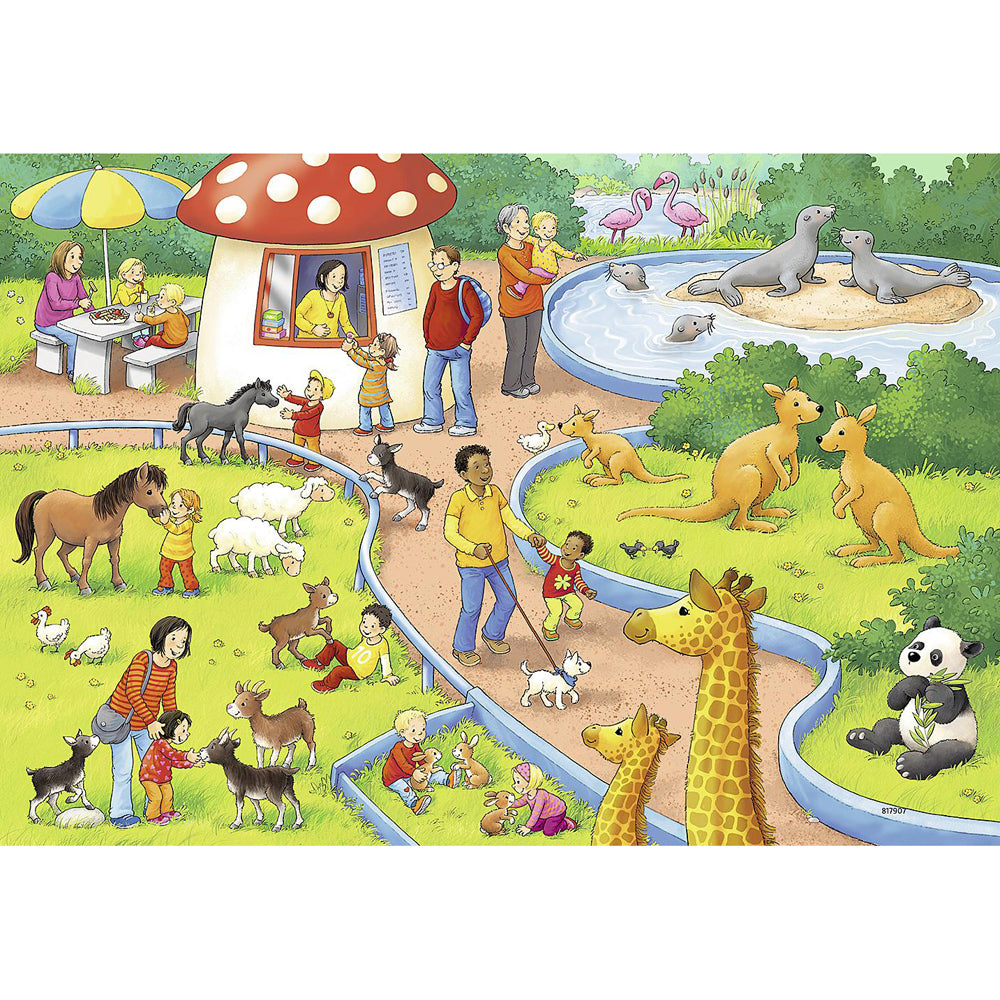 2x24pc Ravensburger A Day at the Zoo Jigsaw Puzzle 4+