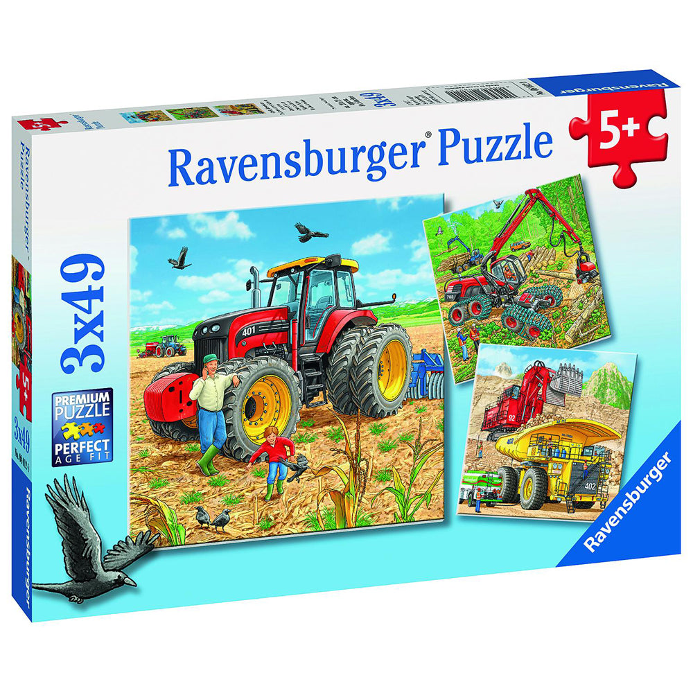 3x49pc Ravensburger Giant Vehicles Jigsaw Puzzle 18x18cm 5y+
