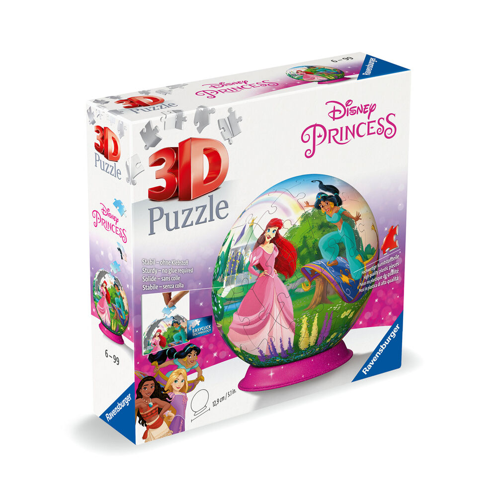 72pc Ravensburger 3D Puzzle Ball Disney Princess Jigsaw 13x13cm 6y+