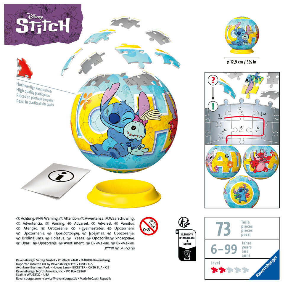 72pc Ravensburger 3D Puzzle Ball Stitch Jigsaw 13x13cm 6y+