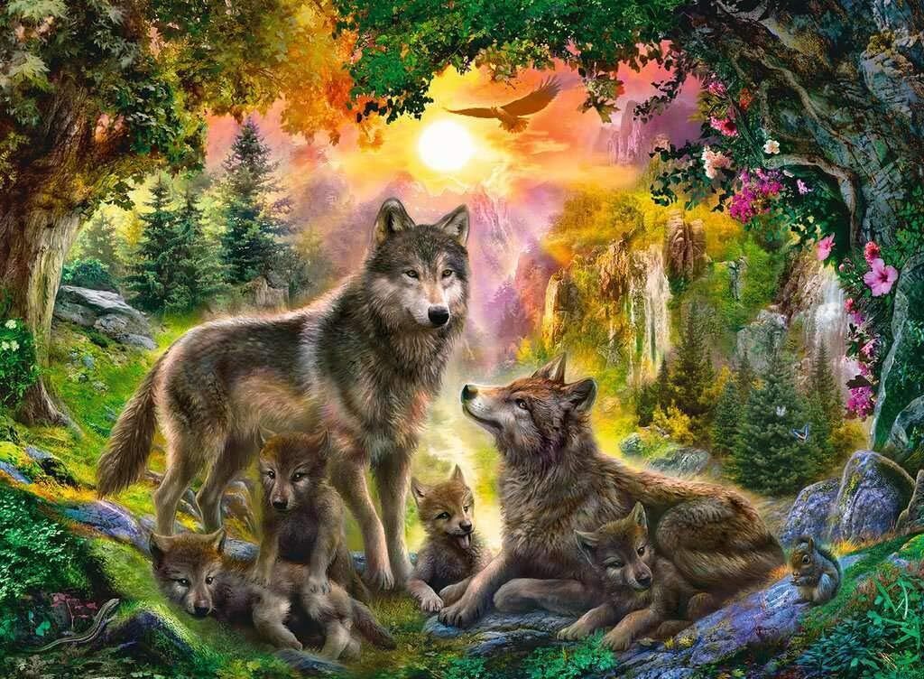 500pc Ravensburger Wolf Family In Sunshine Family Jigsaw Puzzle 49x36cm
