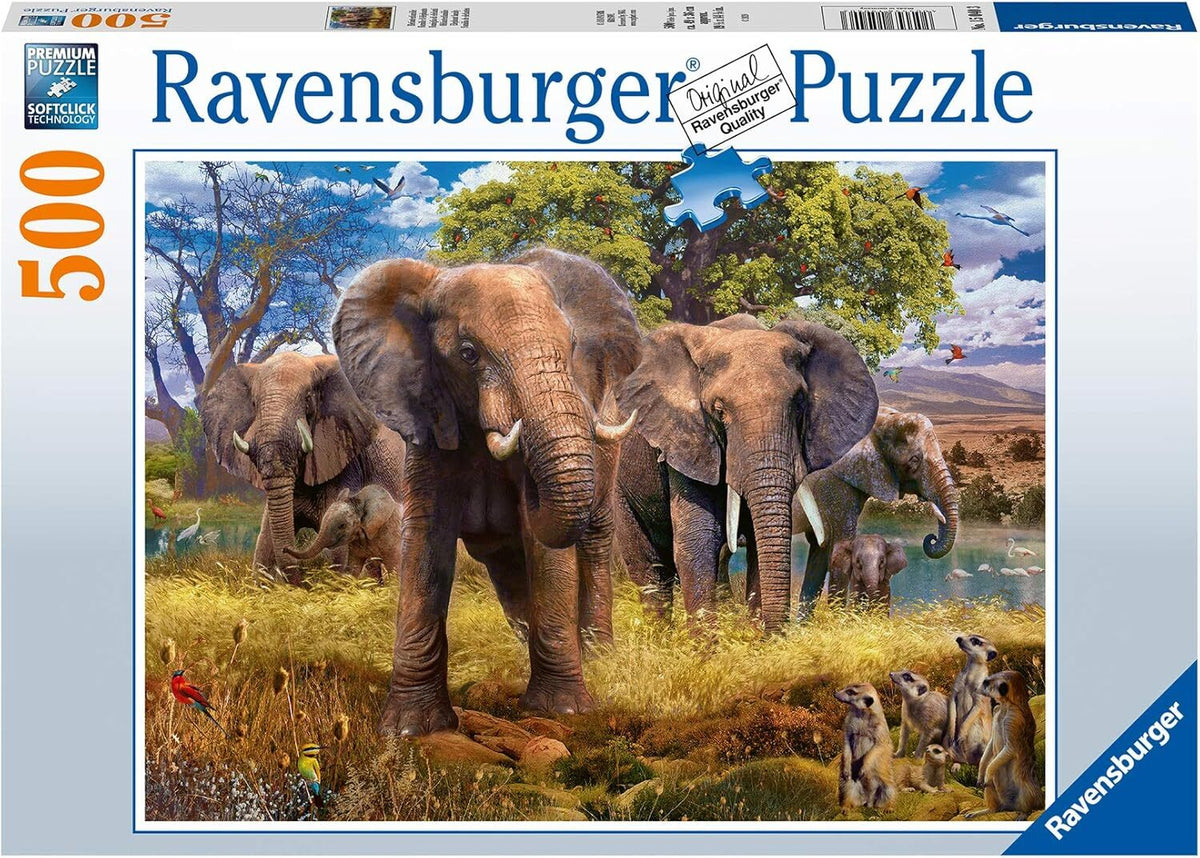 500pc Ravensburger Elephant Family Jigsaw Puzzle Set Adults