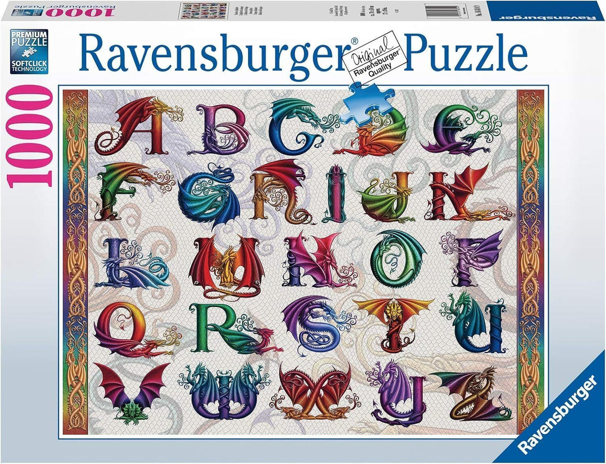 1000pc Ravensburger Dragon Alphabet Jigsaw Puzzle Set Adults